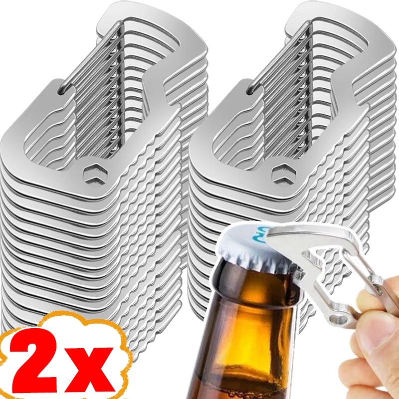 

Карабин-брелок из нержавеющей стали с открывалкой для бутылок, легкий и компактный, для активного отдыха, кемпинга, походов, альпинизма, многофункциональный инструмент