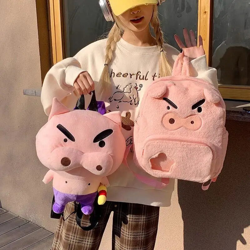 Crayon Shin Chan Buriburizaemon Plush Big Capacity Backpack Soft Fluffy Knapsack Practical Storage for Daily Errands Shopping
