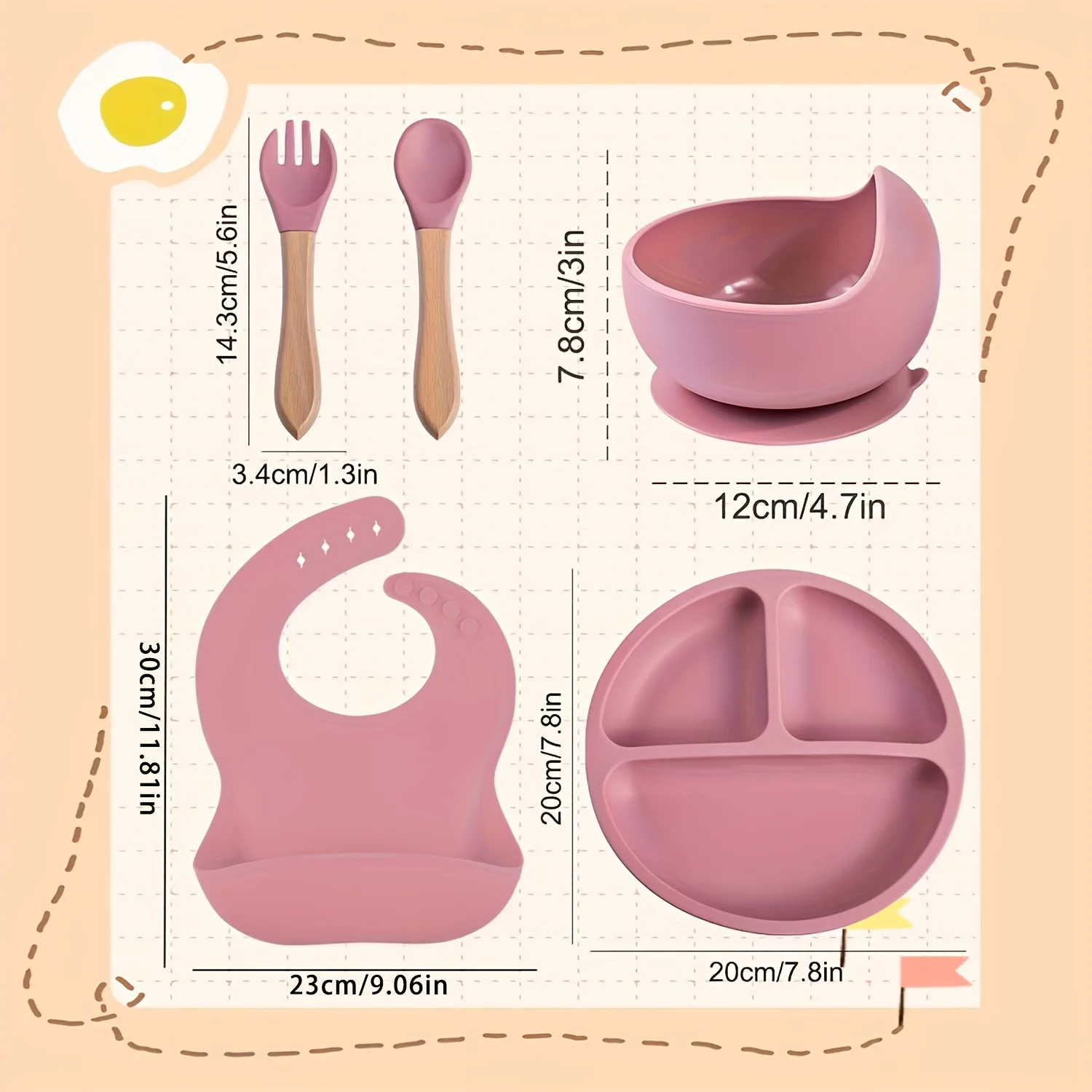 Silicone mother and baby set, cartoon weaning set for toddlers, BPA free, baby dinner plate, baby shower gift, holiday gift