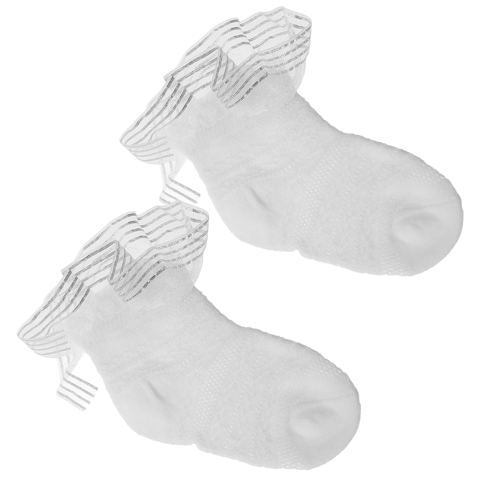 

White Lace Socks Soft Mesh Baby Dance Girls Knee Toddler Over The Infant Pure Cotton Frilly Ruffle White L Size