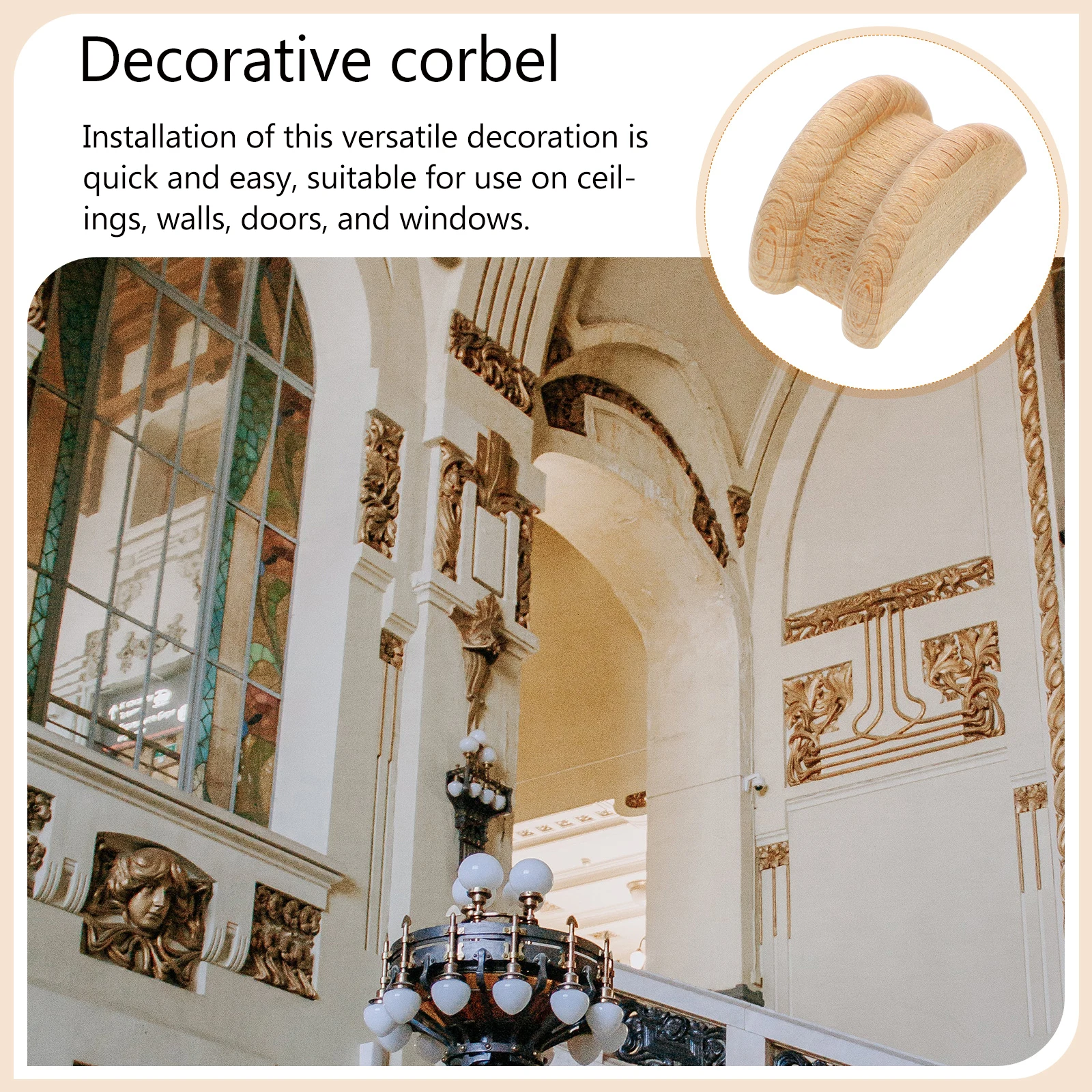 

4 Pcs Roman Capital Decorative Column Furniture Applique Carved Wooden Fittings Overlays for Walls Doors Retro Style Storage