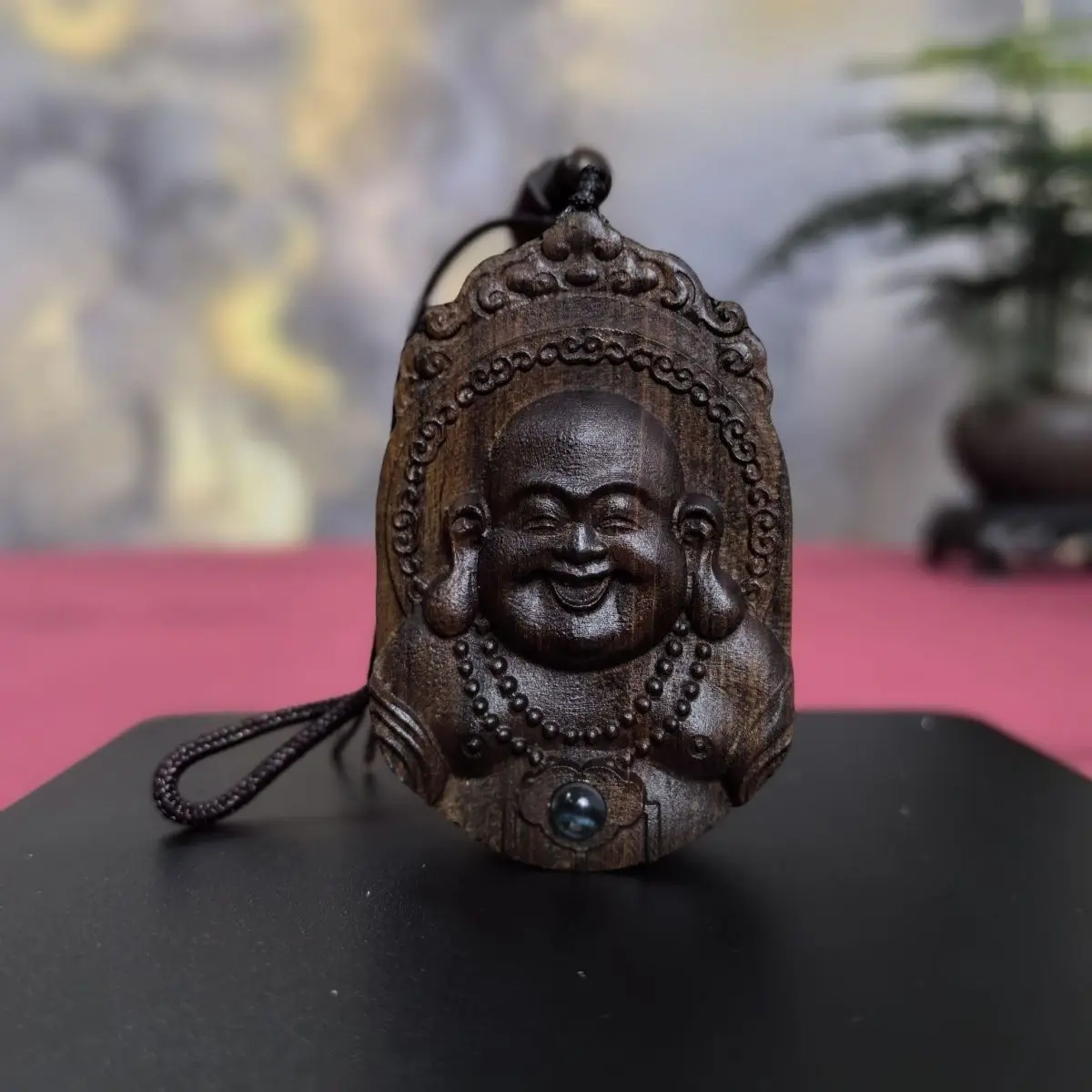 Indonesian Agarwood Dalagan Maitreya Buddha Projection Buddha Agarwood Pendant Guardian Spirit Men's and Women's Car Pendant