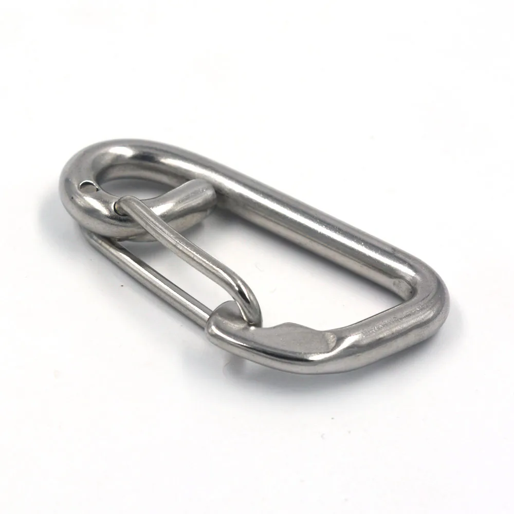 304 Stainless Steel Safety Mountaineering Buckle M6x60MM Carabiner Snap Hook Link Spring Clasps Pcak of 10