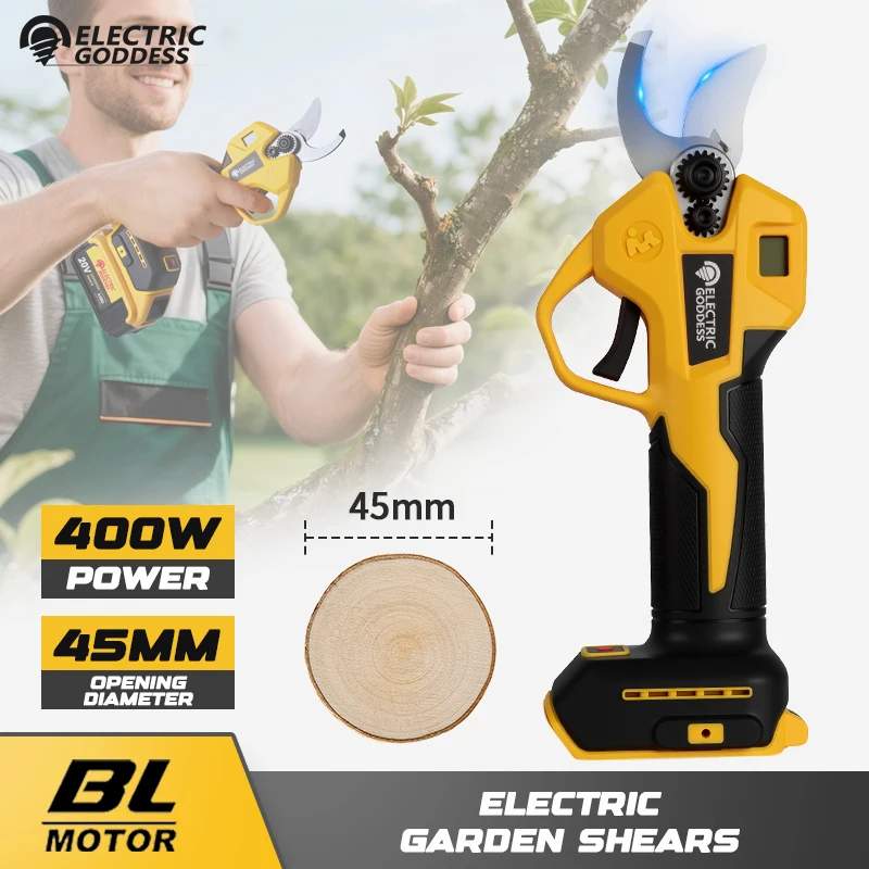 

Electric Goddess Brushless 45mm Electric Pruning Shear For Dewalt 20V Battery Cordless Fruit Tree Bonsai Electric Scissors