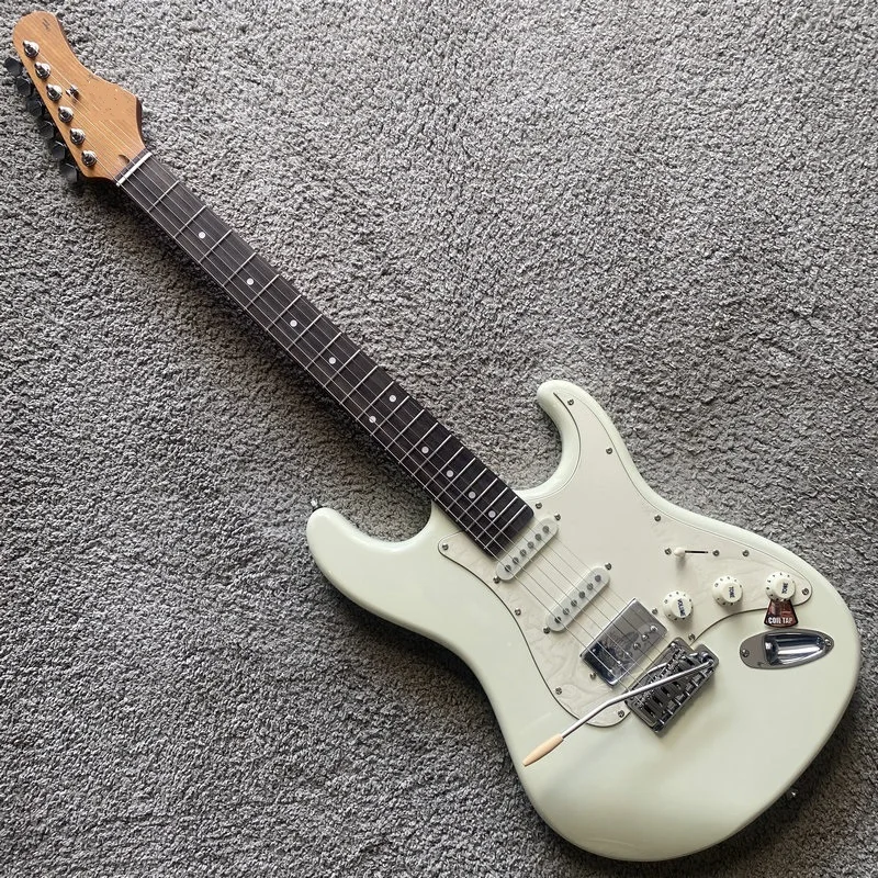 

Cream White Color Electric Guitar AiNiCo Pickups 2 Pivots Bridges Roasted Maple Neck Alder Body Custom Order New
