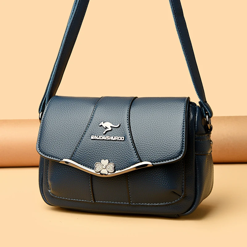 

New Fashion Brand Women's Leather Crossbody Bags Small Shoulder Handbag Casual Flap Purse for Girls Ladies Daily Use Lightweight