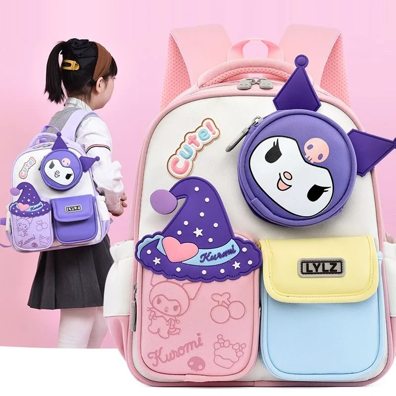 

Sweet Kuromi Anime Kawaii Sanrio Lovely Schoolbag Cute Cartoon Children Storage Bag Lightweight Backpack Student Gifts for Girls