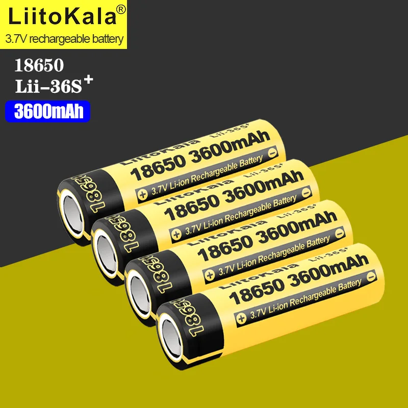 1-30 Uds LiitoKala Lii-36S 18650 3600mAh 3,7 V batería recargable de iones de litio 10A batería de litio de alto drenaje para linterna Vaping