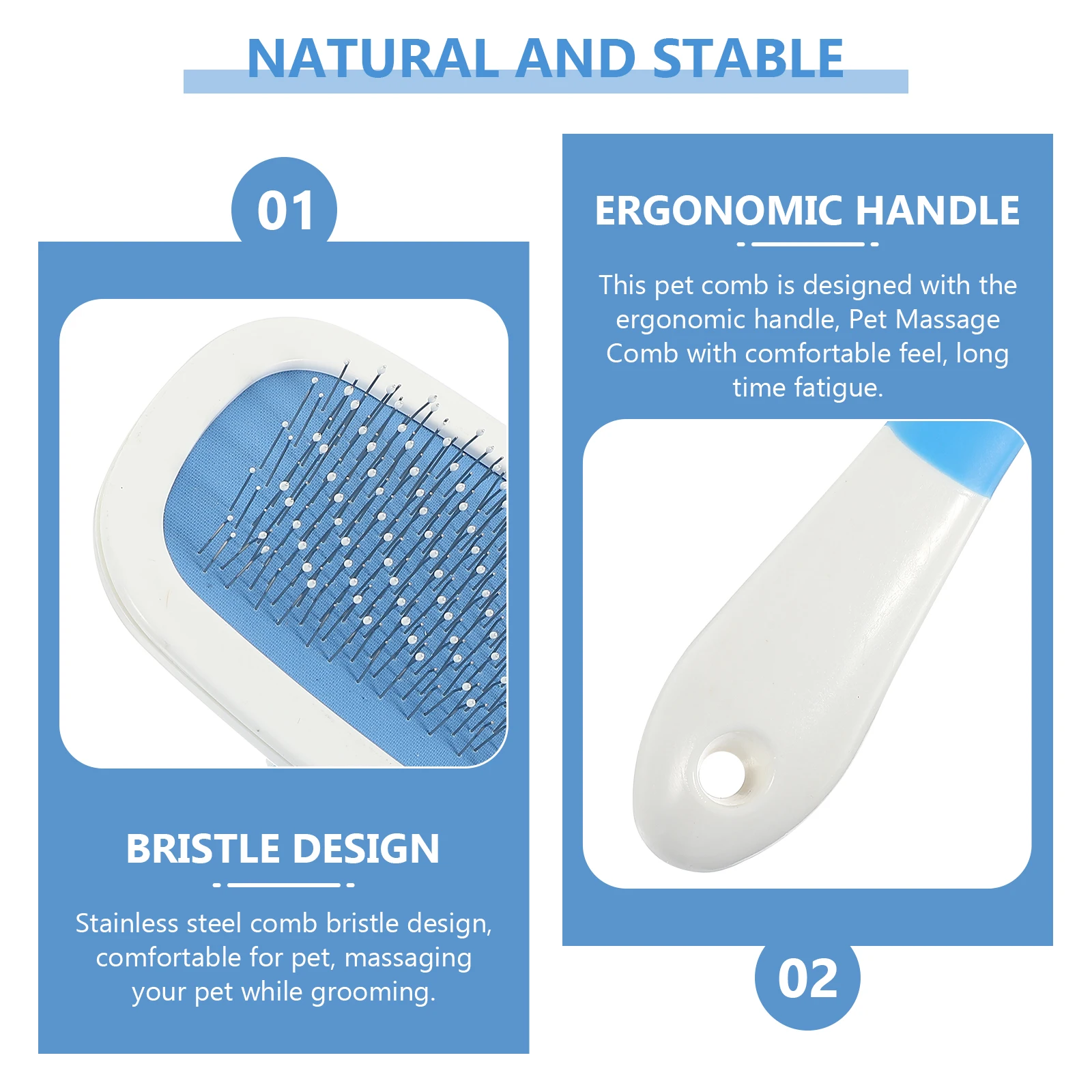 

1pc Comb Ergonomic Handle For Grooming Tool Cat Dog Detangling Dead Hair Remover Pet Grooming Tool Pet Hair Comb