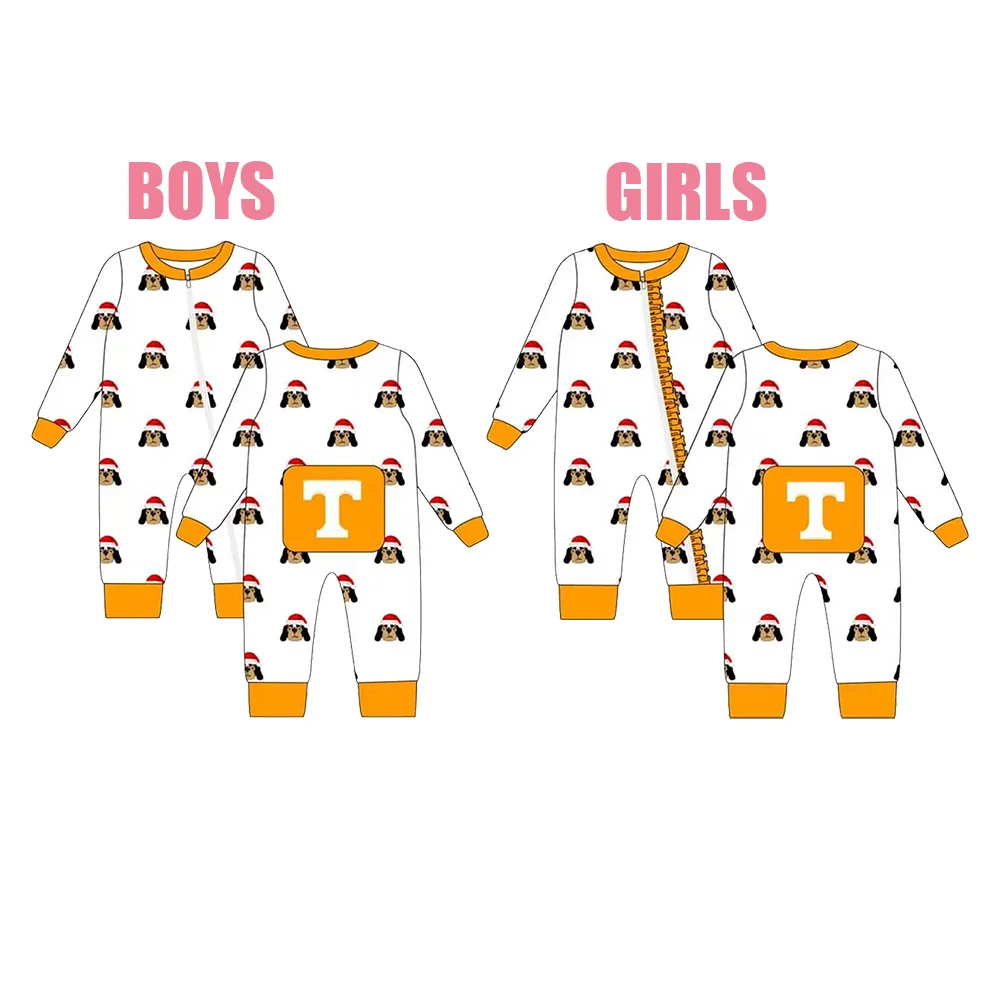 Wholesale Toddler Christmas Clothes Uniforms Team Sleeper Fall Long Sleeve Boys Girls Baby Romper