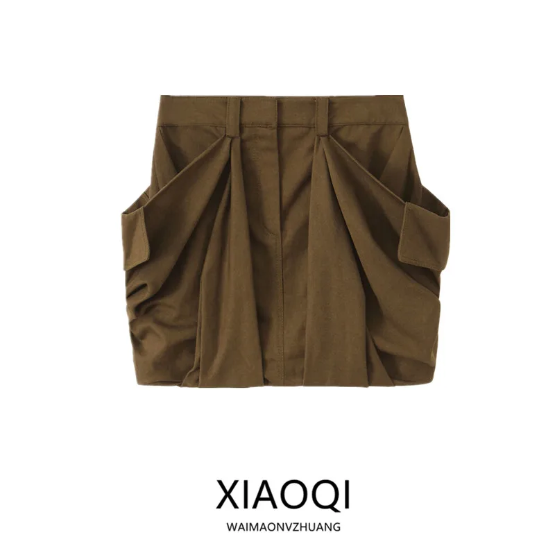 

Spring 2026 Women's Utility Short Skirt Versatile mid Waist Workwear Skirt All Match Design Casual Fashion Ladies Skirts