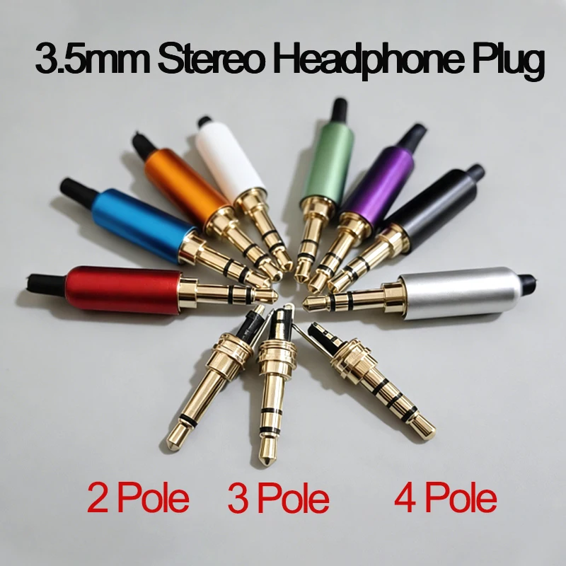 1PC 3.5MM Audio Connector 2/3/4 Poles Headphone Jack Male Plug Earphone Repair Cable Solder Wire DIY AUX 3.5 Jack Adapter