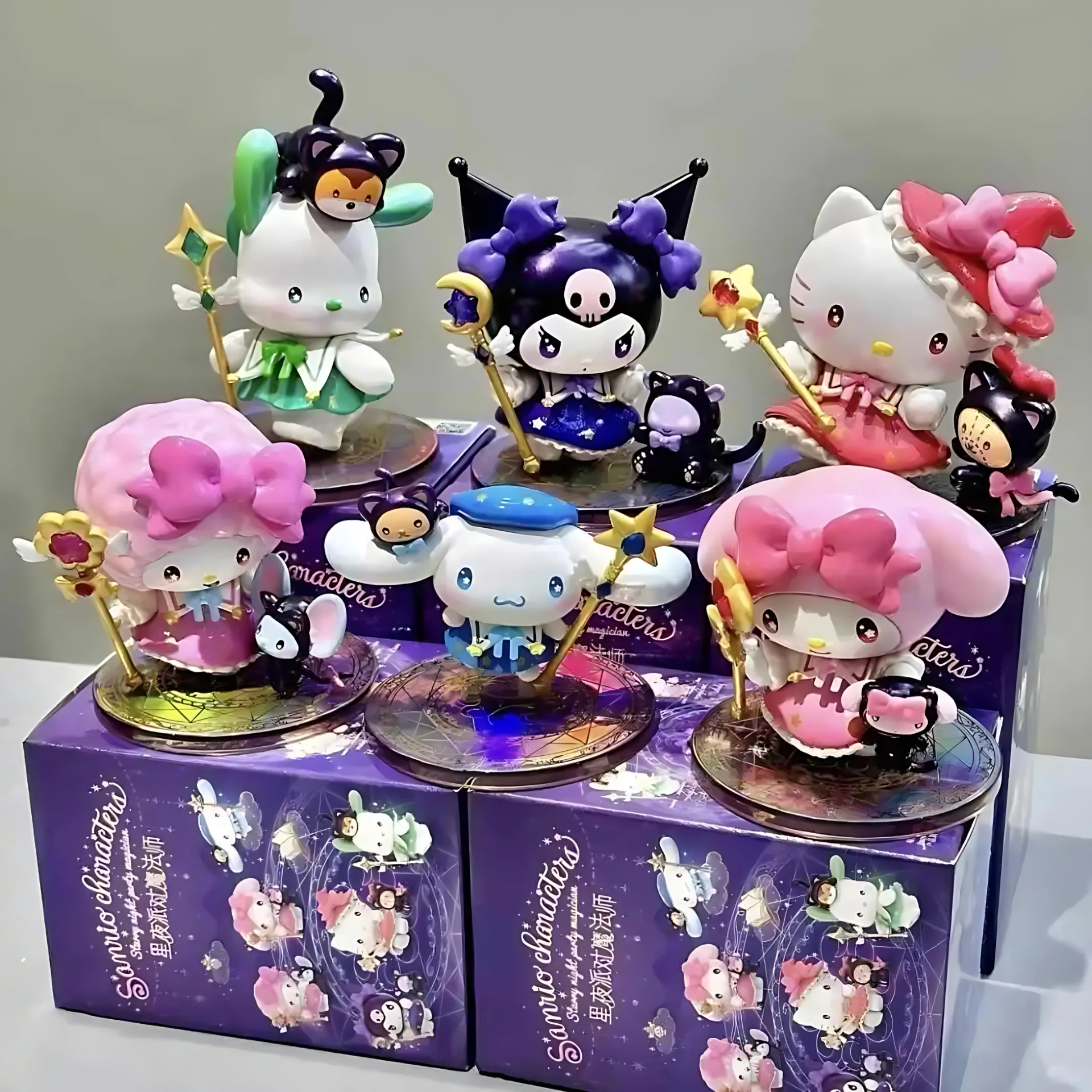 

Новый персонаж Sanrio, звездная ночь, вечеринка, волшебник, серия, слепая коробка, милая экшн-фигурка Hellokitty Melody Kuromi, Коллекционная модель