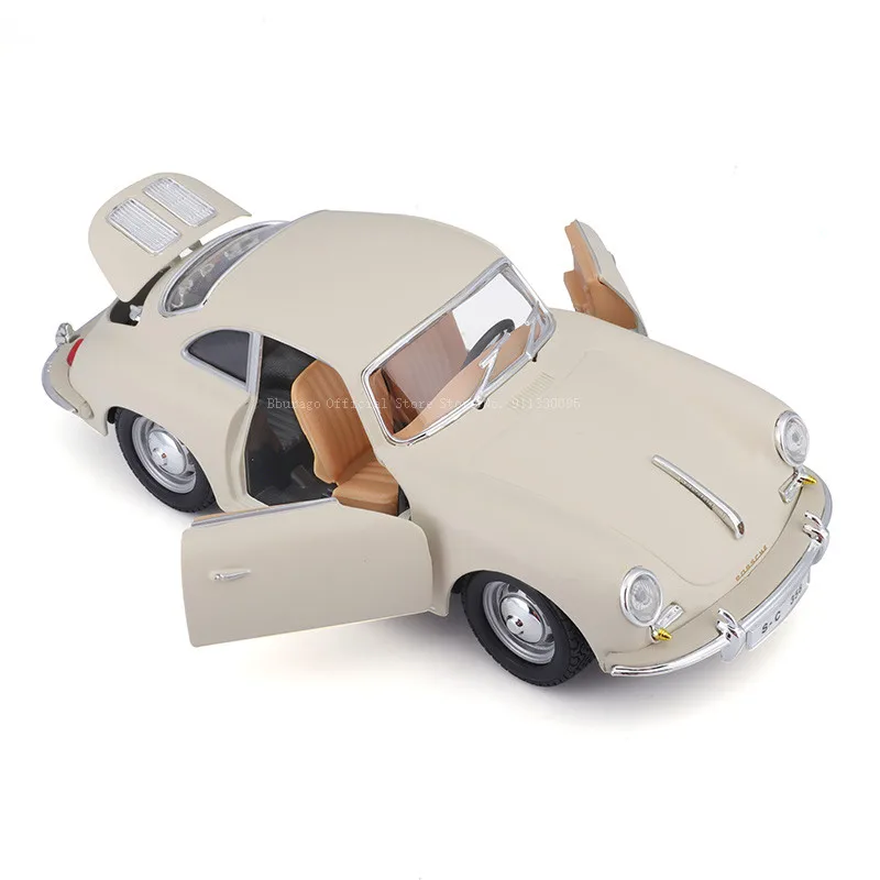 Bburago 1:24 Vintage car 1961 Porsche 356B Coupe racing Alloy car model Toy Collection Gift Luxury Vehicle Diecast