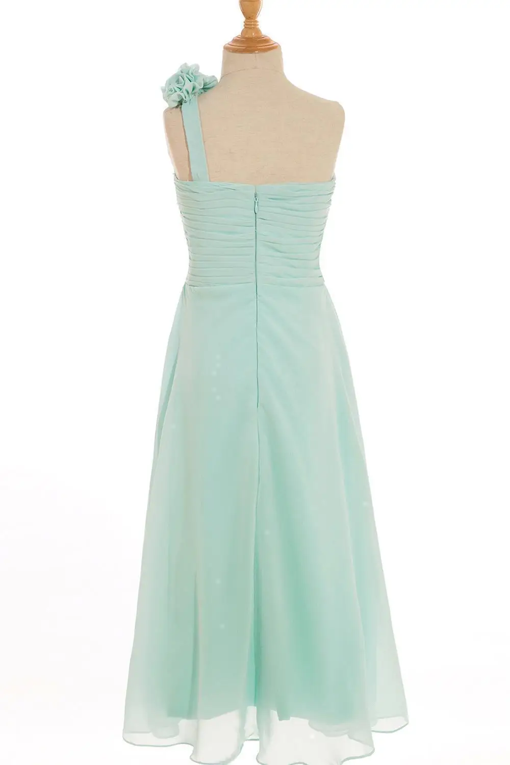 BABYONLINE Mint Green Flower Girl Dresses with One-Shoulder Floral Accent, for Kids Wedding Party & Special Occasions CPS420