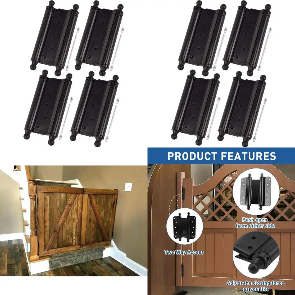 

6-Inch Double Action Spring Hinges for Self-Closing Swing Doors, Suitable for Kitchen, Bar, and More, 4-Pack with Pins and Screw
