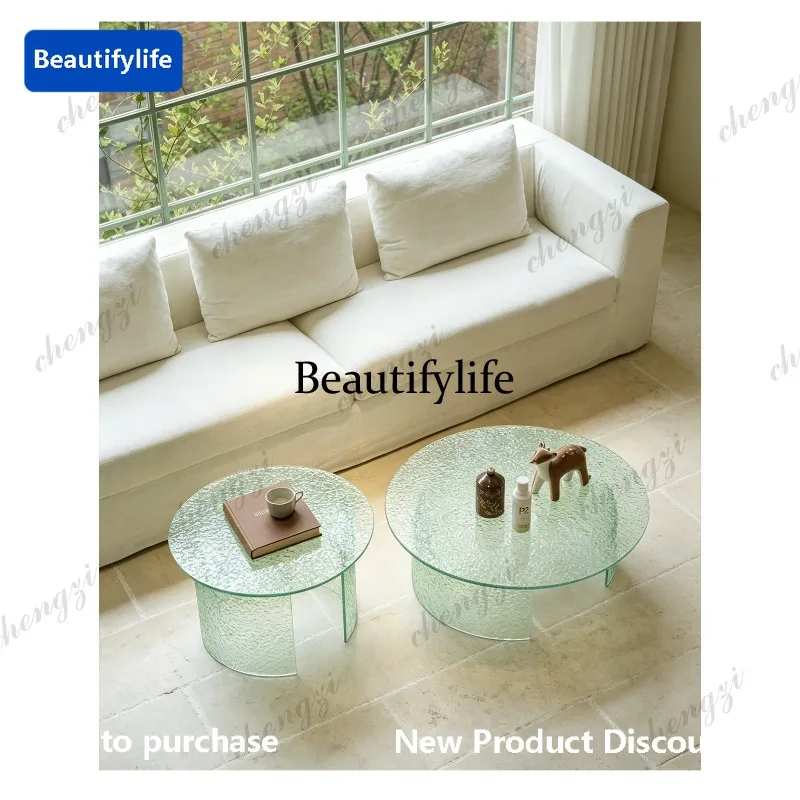 M132 Water ripple hot melt glass simple modern living room coffee table creative transparent coffee table