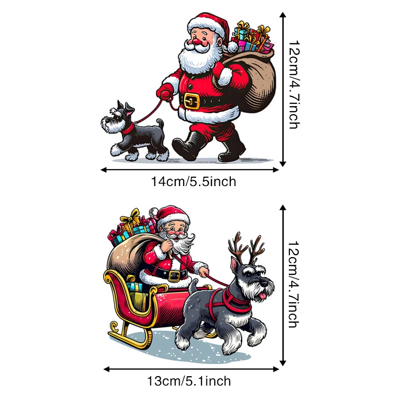 TM816# 14x12cm Schnauzer Dog Santa Claus Vinyl Car Sticker Chirstmas Theme Waterproof Vinyl Decal Car Accessories Decor