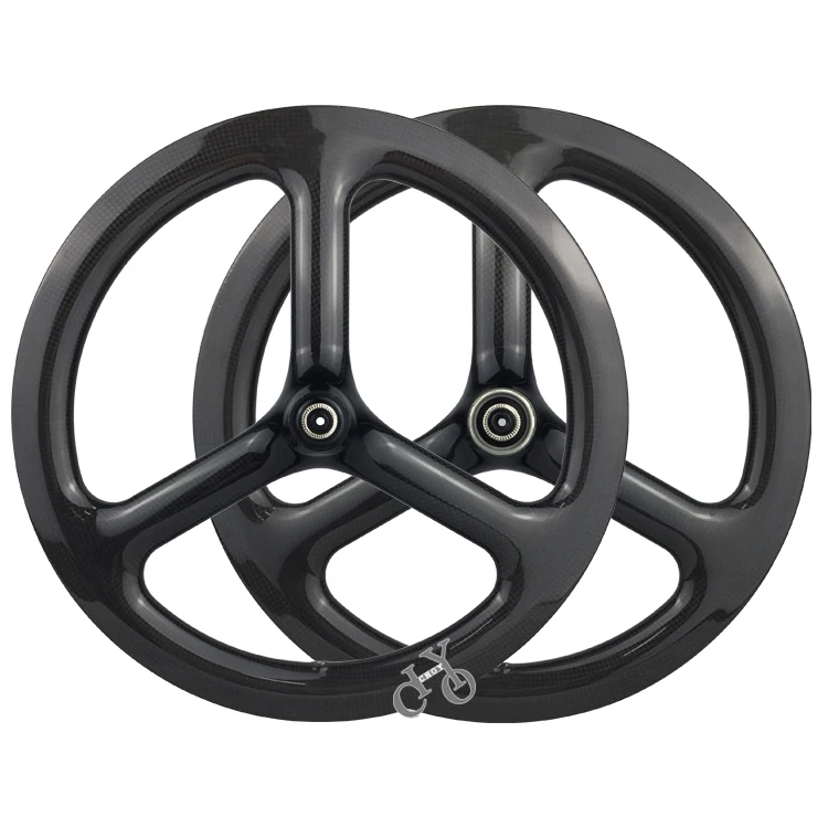 16 Inch 3-Speed Carbon Folding Wheels, 38mm depth carbon rim, 14/21 holes clincher rim brake portable bike wheel parts