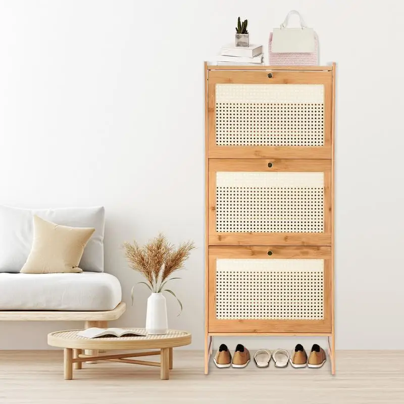 

Freestanding Shoe Rack Cabinet 3-Drawer Freestanding Shoe Storage Rack Cabinet Household Storage Rack Entrance Space-Saving