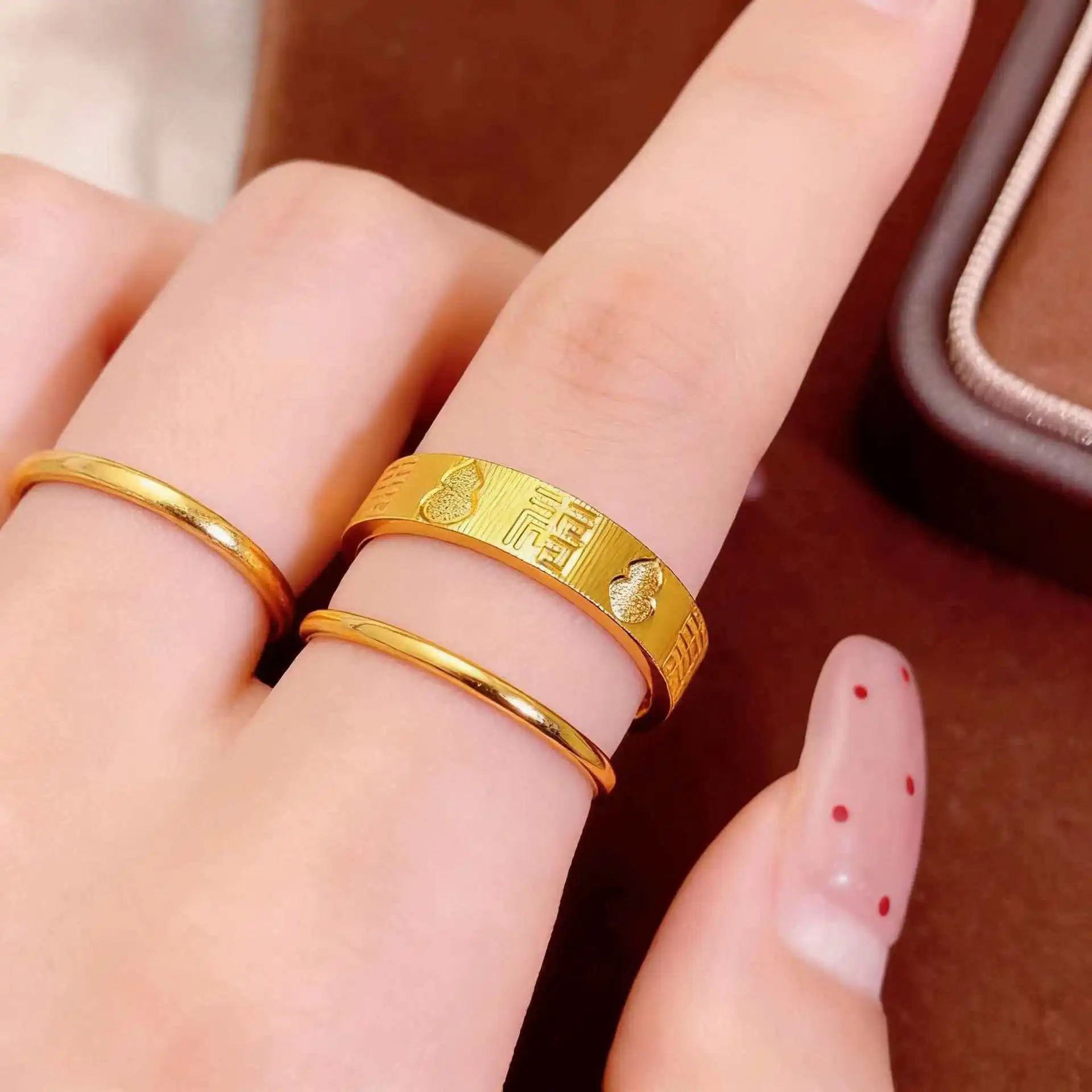 Durable & Sturdy Chinese Fu Gourd Ring For Men & Women 24K Gold AU999, maintains shape for years