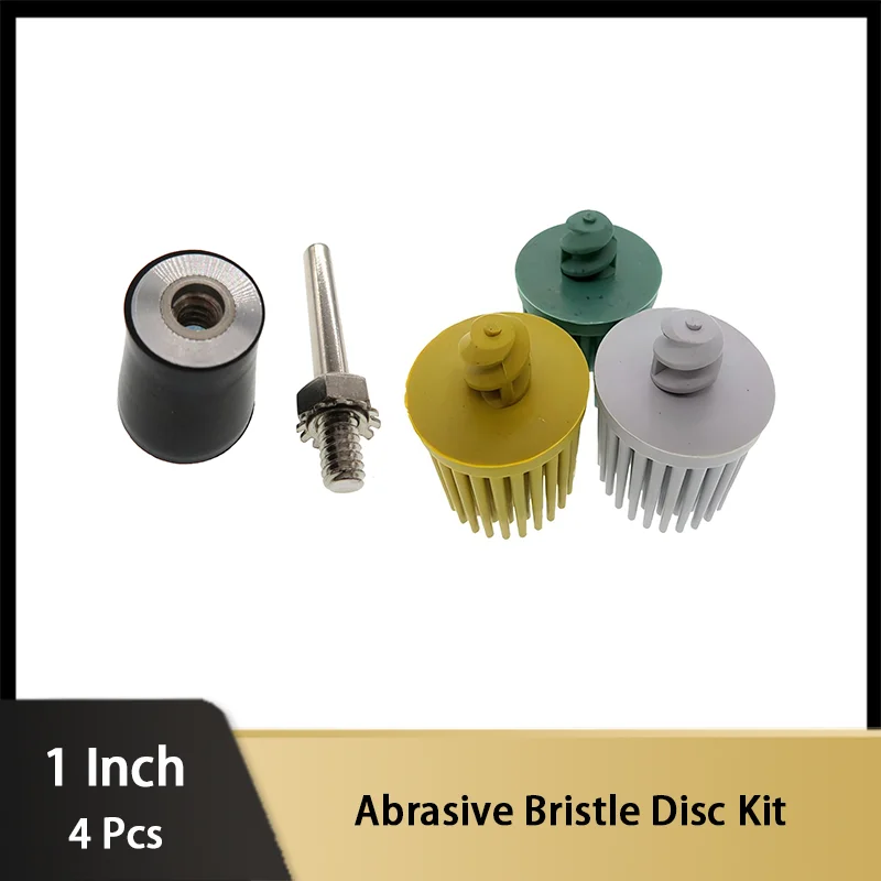 

4Pcs Abrasive Bristle Disc Kit 1Inch 25MM with Backer Holder 1/4 Inch Shank for Metal Deburring Polishing Cleaning Rust Removal