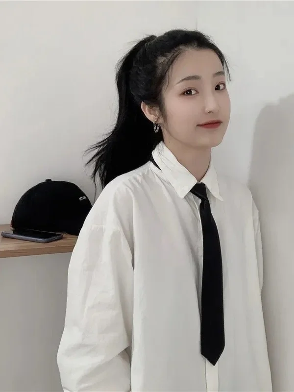 

College Style Early Spring White Long Sleeve Shirt Women's Outerwear Student Salt System Versatile Layering Jacket Top Women'...