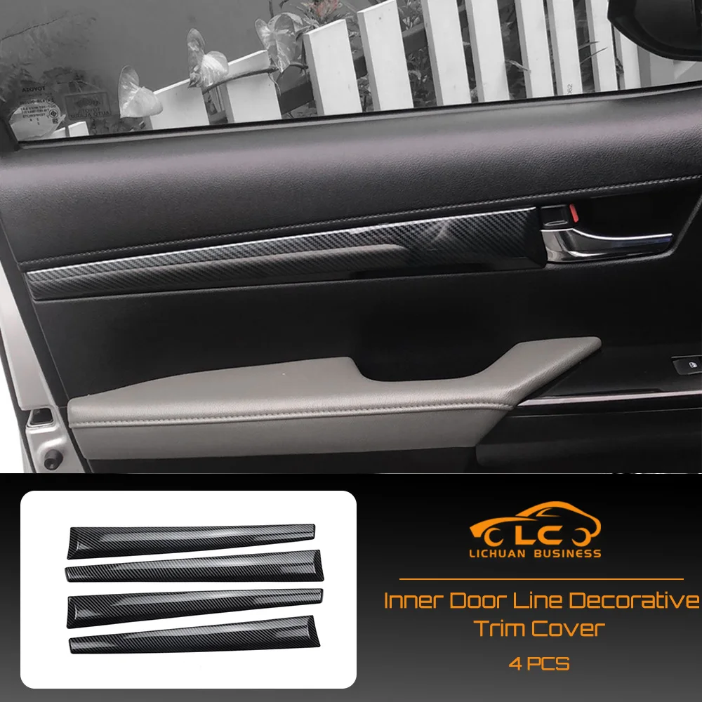 

4 шт., декоративная накладка на внутреннюю дверь для Toyota Hilux Revo Conquest 2015-2022, ABS, углеродное волокно, цвет бамбукового зерна