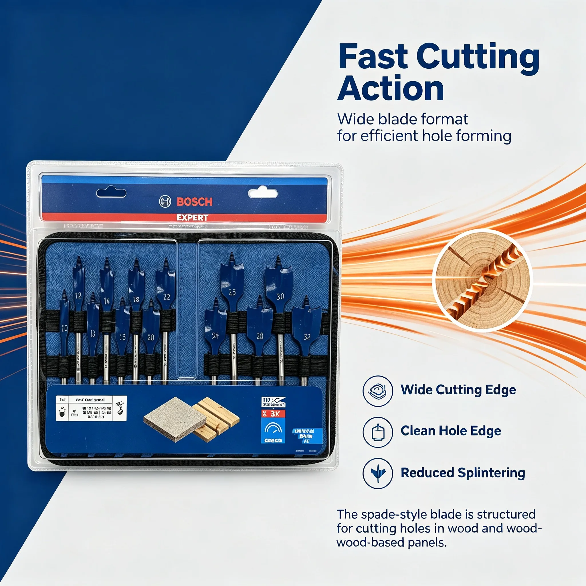 Woodworking Drill - Bosch Accessories Triple Point Woodworking Flat