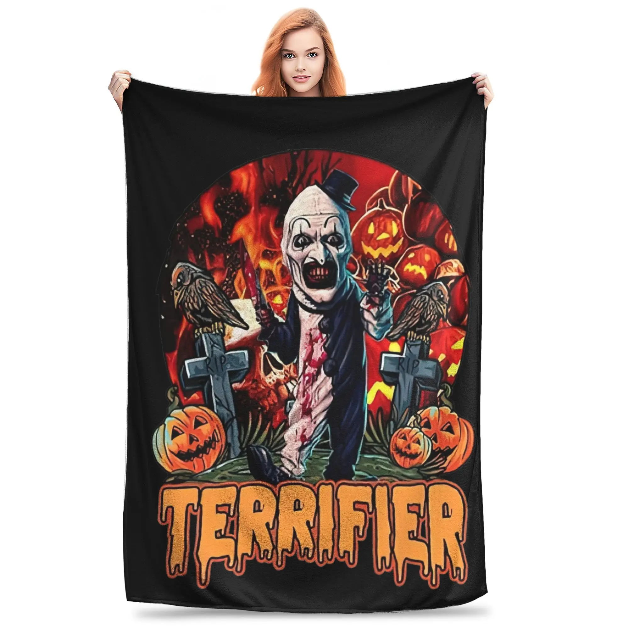 Terrifier Horror Characters Blanket Flannel Summer Air Conditioning  Portable UltraSoft Throw Blanket for Bed Outdoor Bedspreads