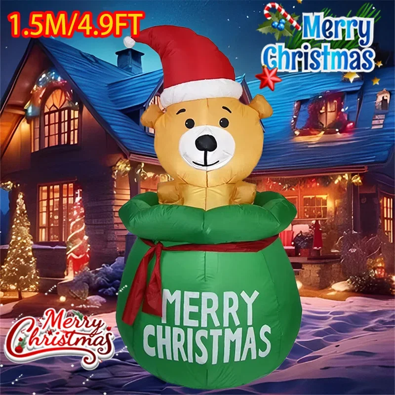 

Christmas Decoration Bear in Bag Christmas Inflatable Model Luminous Inflatable Model Christmas Atmosphere Xmas Decor Model