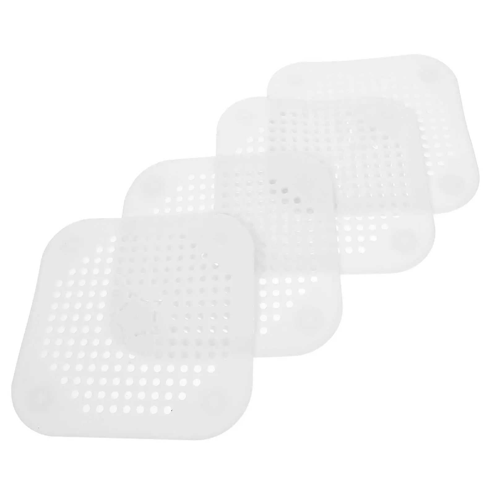 4Pcs Kitchen Sink Drain Silicone Strainer Square Floor Hair Catcher Covers Bathroom Floor Drain Filter Non-Clogging
