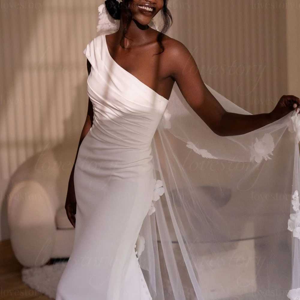 Einfache, maßgeschneiderte Meerjungfrauen-Brautkleider mit One-Shoulder-Design, klassische Brautkleider, Hochzeitskleid