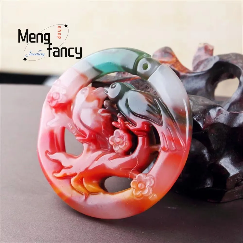 Natural Hetian Jade Seven-color Qilin Zodiac Dragon Pendant Exquisite Mascots Fashion Jewelry Best Selling Couple Holiday Gifts