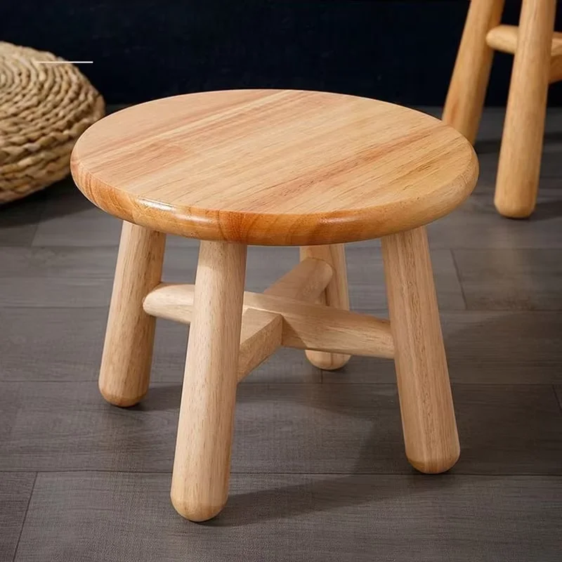 Solid Wood Small Round Stool Multi-Functional Low Furniture Round Flower Pot Stand Bedroom Decorative