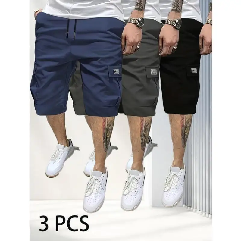 

Men's Casual orts 3-Piece Set Summer Lightweight Comfortable Breathable Retro Sle Ciwalk Suitable High Waist Nine Points