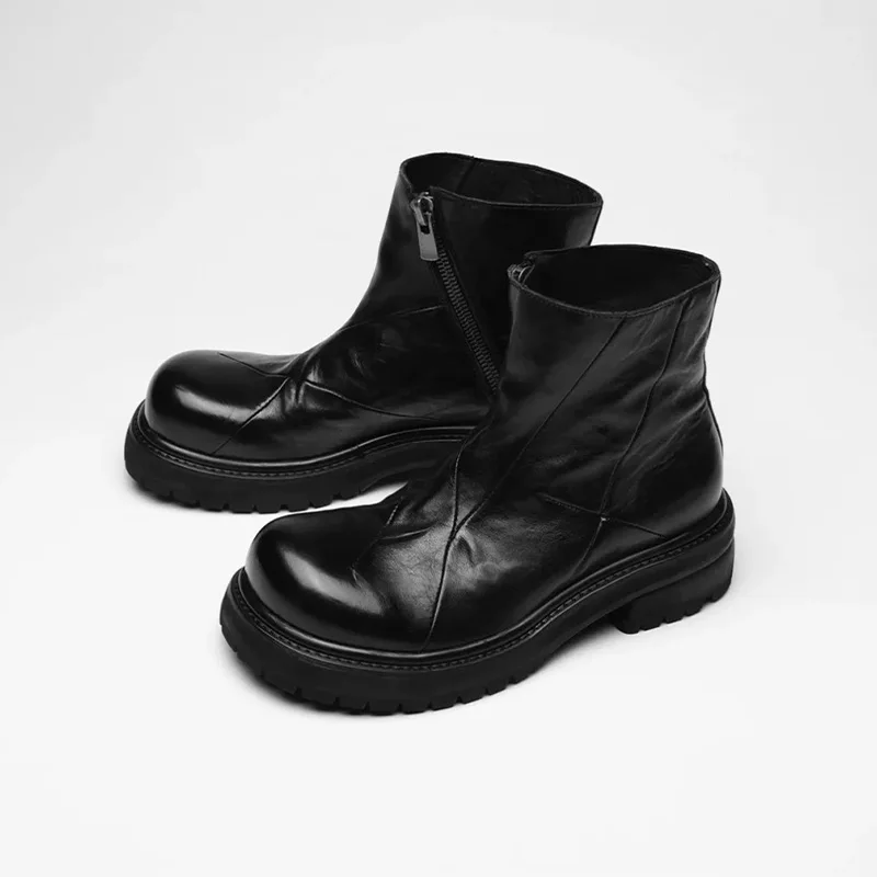 

Men's Boots Thi Sole Chelsea Boots High Top Motorcycle Boots Briti Sle Casual Leather oes Increased Height