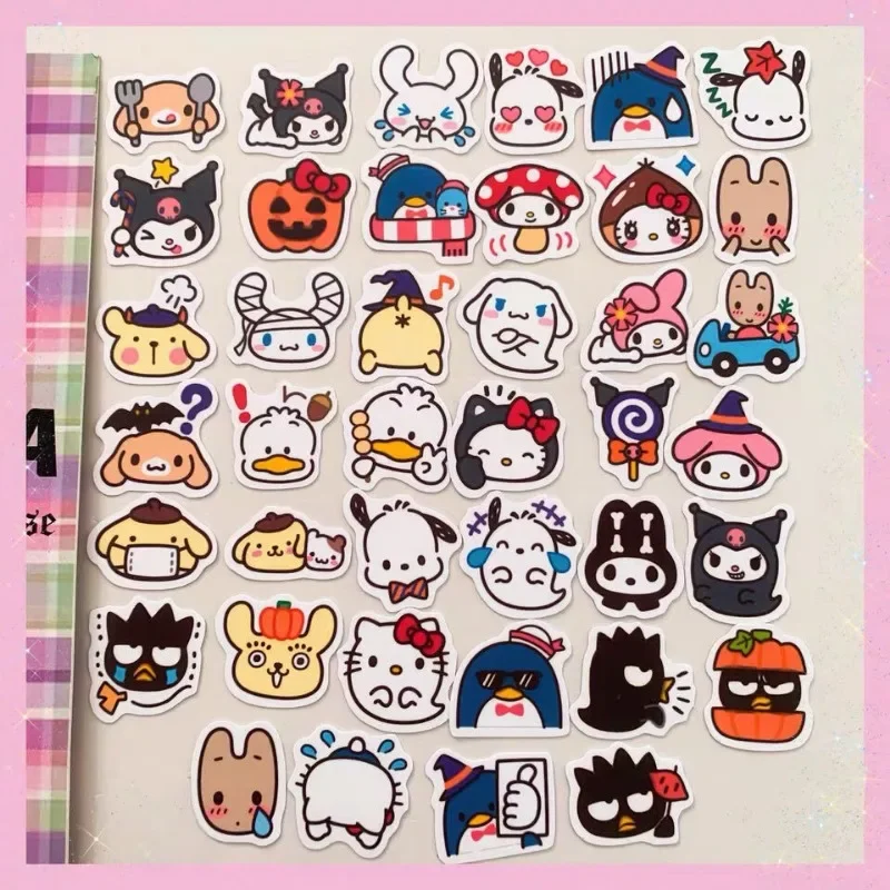 38PCS Sanrio Stickers Halloween Cute Cartoon HelloKitty My Melody Mobile Phone Case Laptop Cup Refrigerator Decorative Stickers