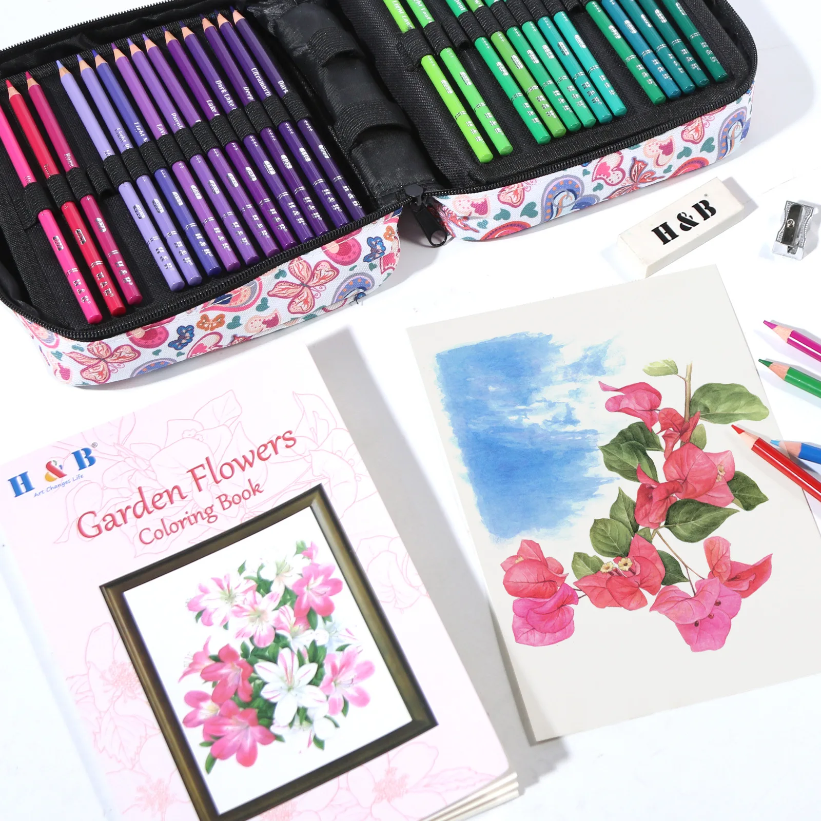 H&B 72/120/180 Pcs Colored Pencil Set Sketch Drawing Coloring Book Oil Color Lead Cute Pinky Gift Bag School Stationery Supply