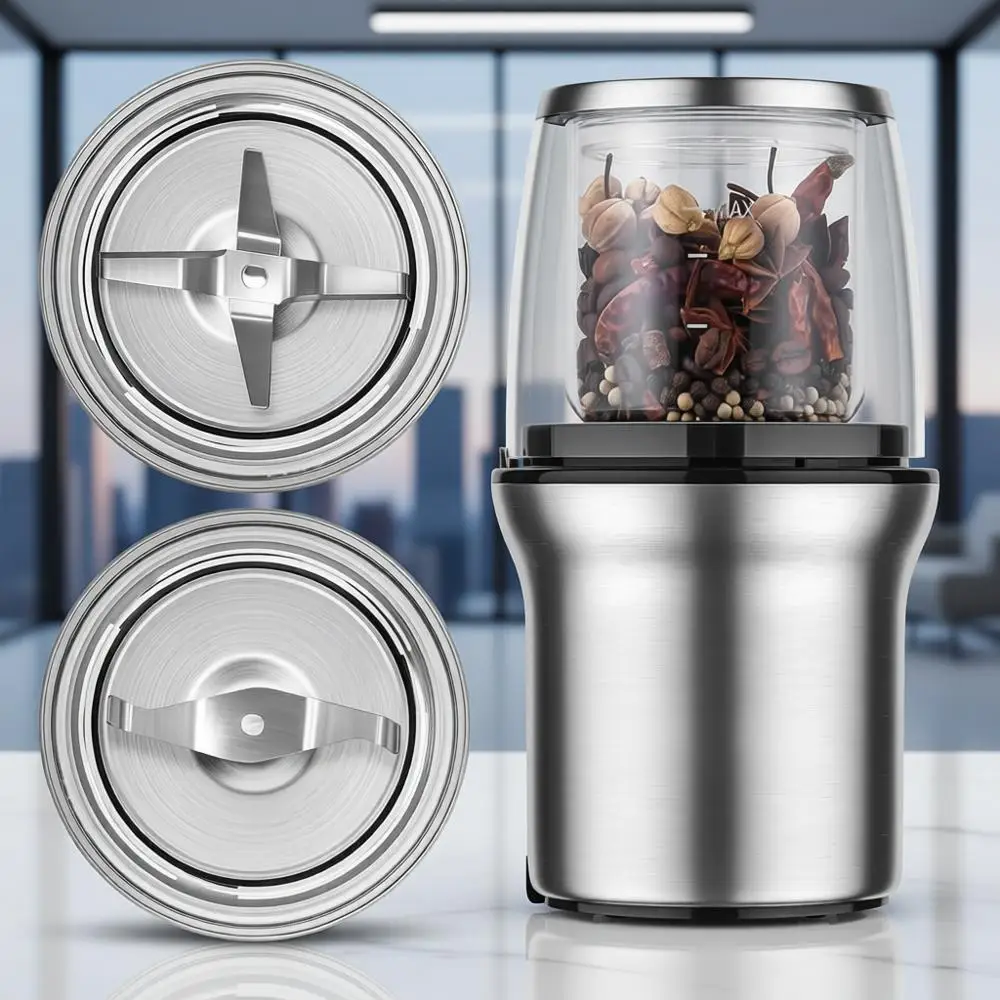 

Электрическая кофемолка, измельчитель специй, с двумя стеклянными чашами для влажного и сухого помола