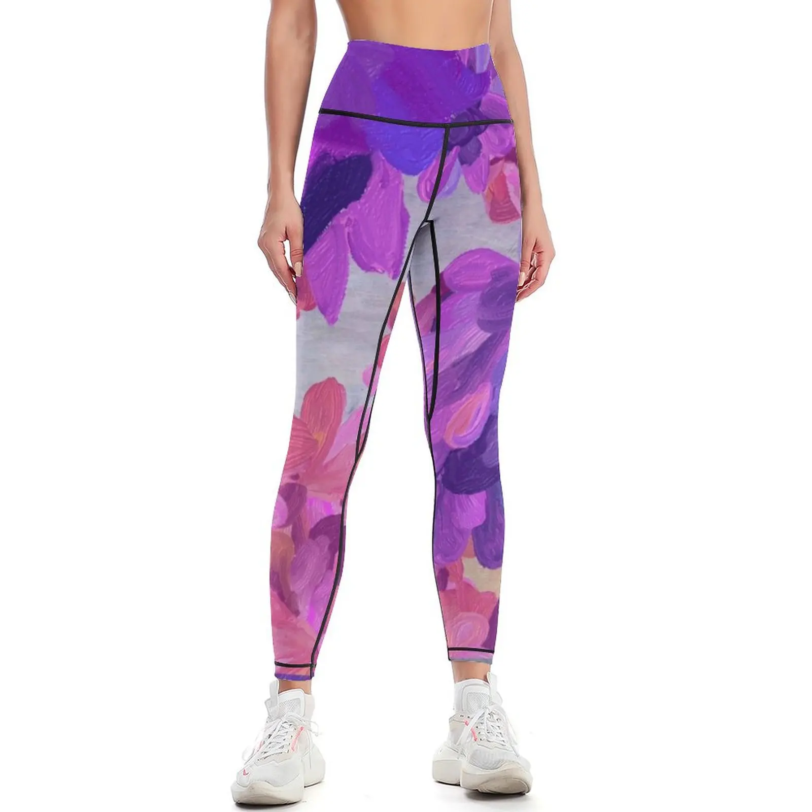 Leggings de sport violet jardin pour femmes, haut de gym, vêtements de fitness