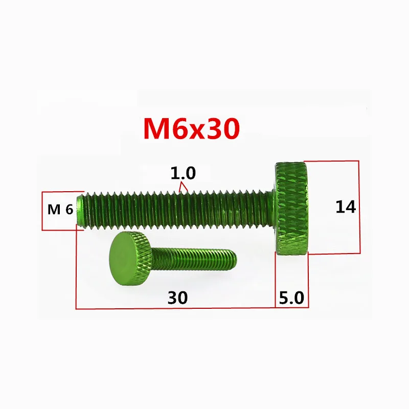 10Pcs/5Pcs M6x30mm/20mm /15mm/10mm Colourful Aluminum Alloy Flat Head Knurled Hand Thumb Screw Anodised For Computer Case