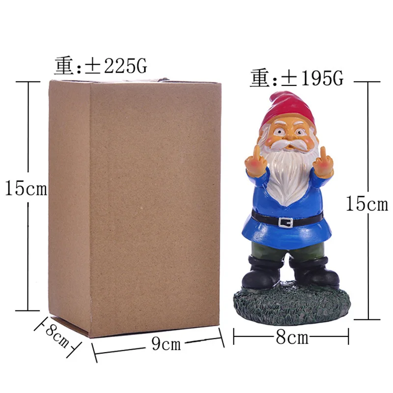 Middle Finger White Beard Dwarf Ornament Gnome Statue Ornament 5.9in Tall Garden Dwarf Statue Ornament Indoor Outdoor Decor