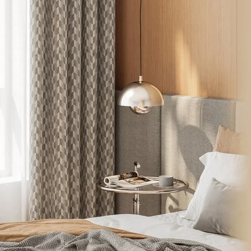 

Jacquard Luxury New Cotton Linen Simple Curtains for Living Room Dining Bedroom Blackout Fashion Gray Window Decoration Elegant