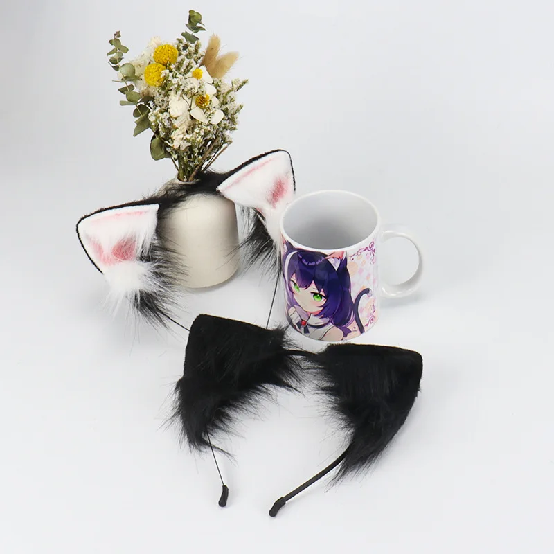 คอสเพลย์ Lolita Headwear น่ารัก Plush Faux Fur Cat Ear ฮาโลวีน Cosplayer Prop สัตว์ Headband ผู้หญิง Mens หน้ากากครอบหัวอุปกรณ์เสริม