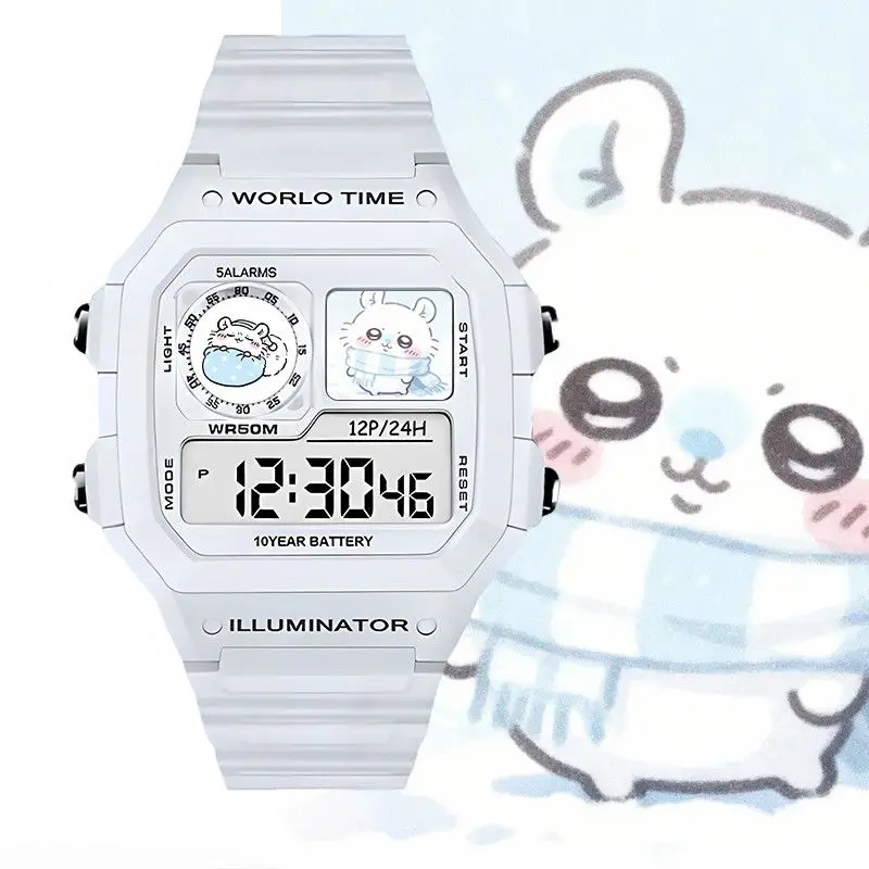 Kawaii Chiikawa Momonga Serie Elektronische Digitaluhr, schöne Momonga Anime-Quadratuhr für den täglichen Gebrauch, als Geschenk für Freunde.