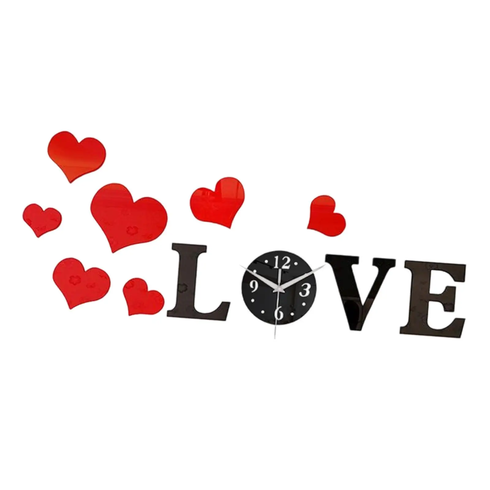 Love Heart Wall Clock Sticker Home Decor Modern Art Ornament Decorative Stylish DIY Wall Clock Decal for Classroom Bedroom