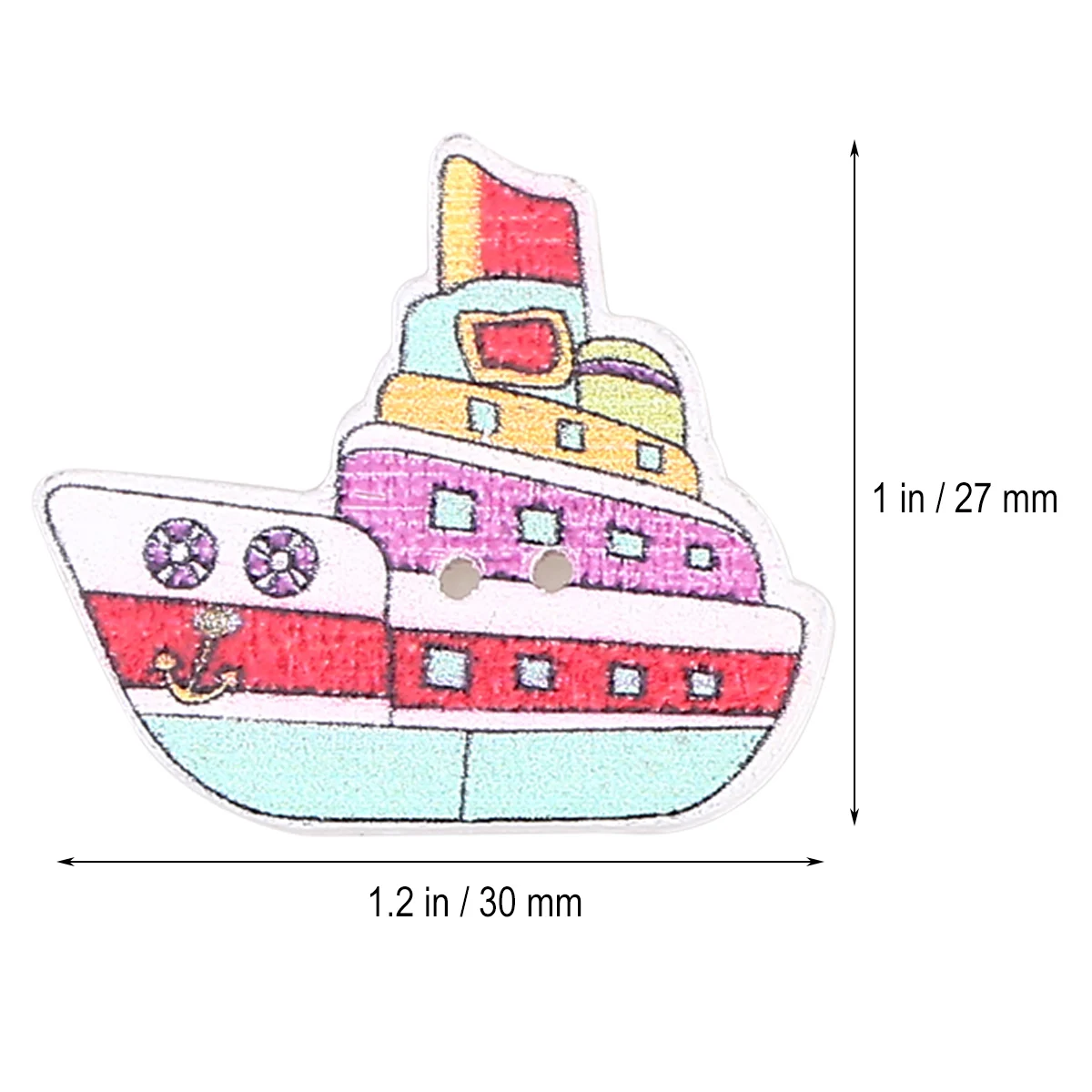 

50pcs Wooden Buttons Decorative Craft Supplies 2 Holes Sewing Scrapbooking DIY Projects Assorted Colors Ship Pattern