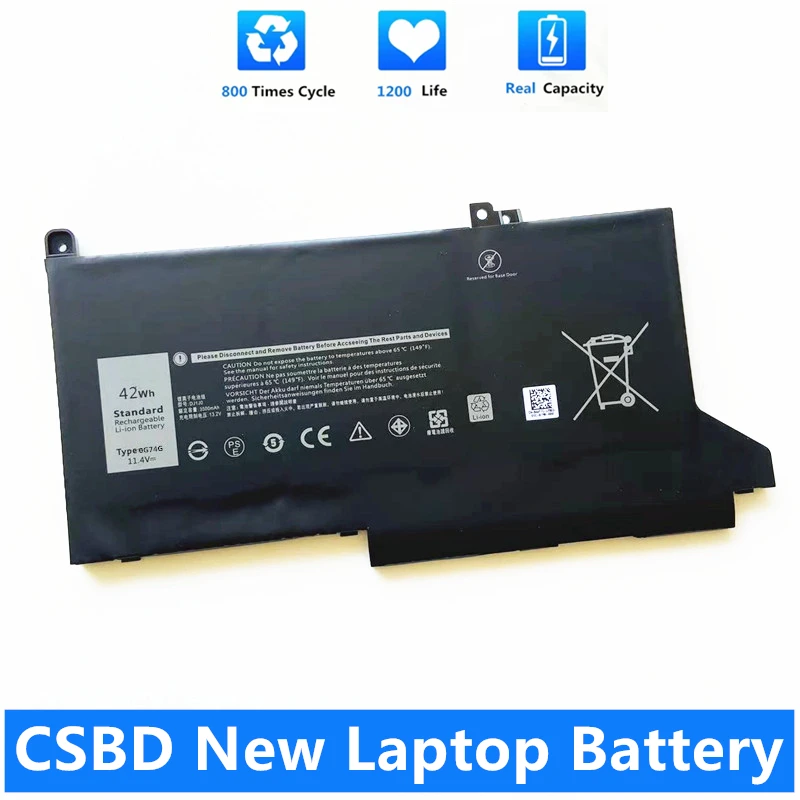 

CSBD Новый аккумулятор для ноутбука 0G74G для Dell Latitude 5300 5310 7300 7400 OG74G 02PFPW 11,4 V 42Wh 3500mAh 3-Cel