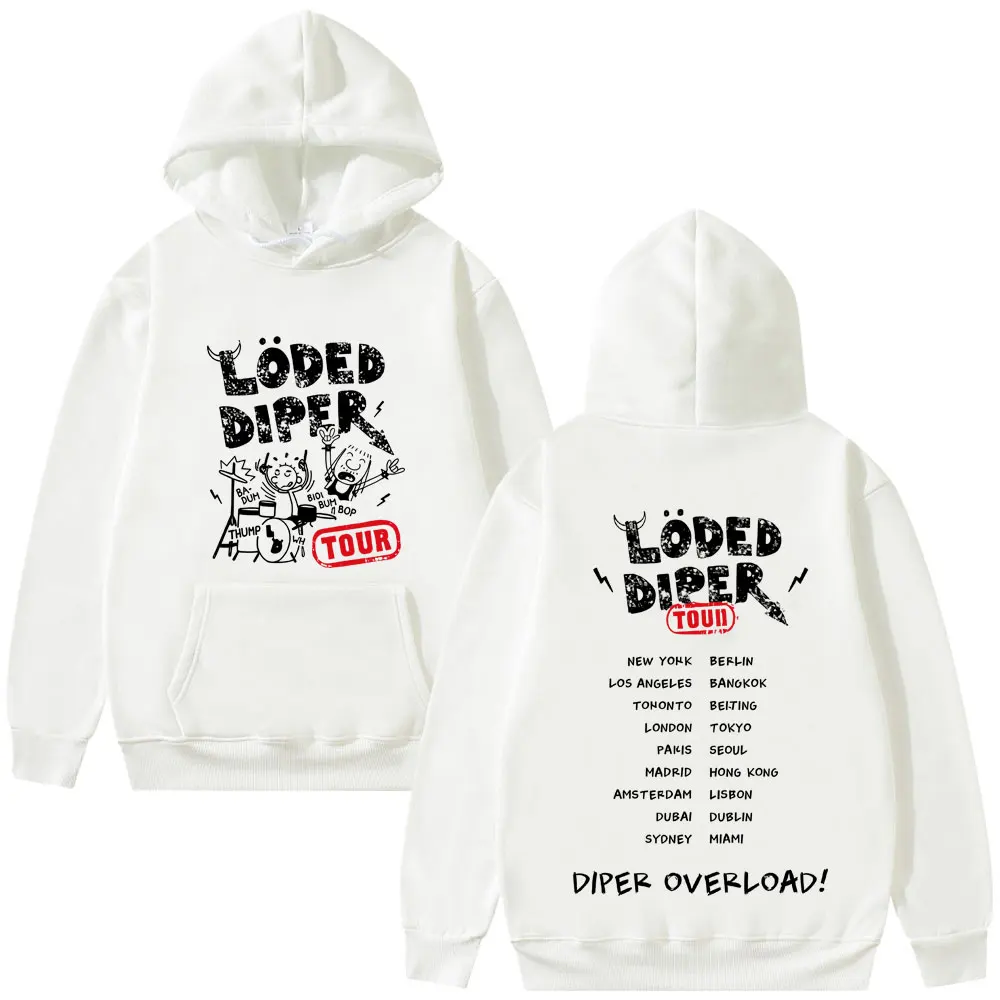 Limited Loded Diper Diper Overload Tour Hoodie Men Women Vintage Rock Oversized Pullover Hoodies Men's Fashion Cool Streetwear